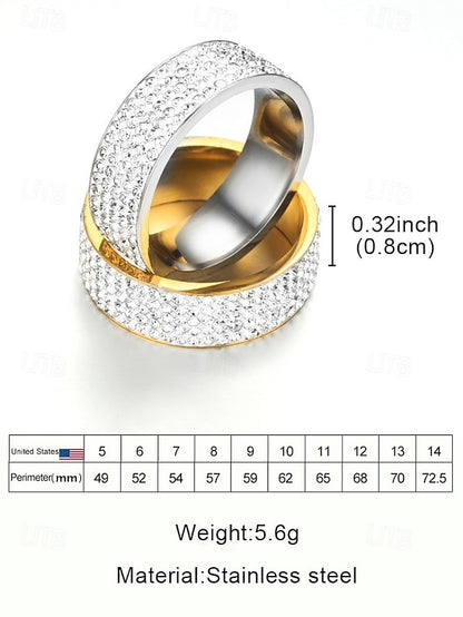 Rings Pave Wide Full Men's Band with Rhinestone