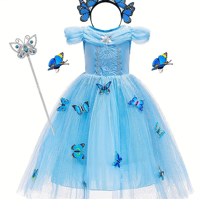 Tulle Elsa Costume Princess Girl Dress Party Frozen Flower Theme