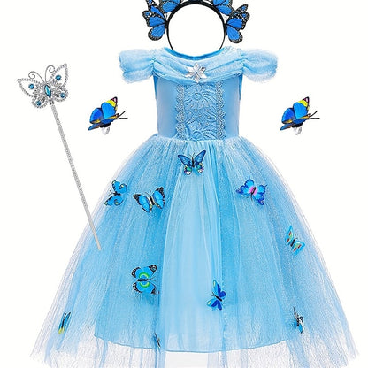 Tulle Elsa Costume Princess Girl Dress Party Frozen Flower Theme