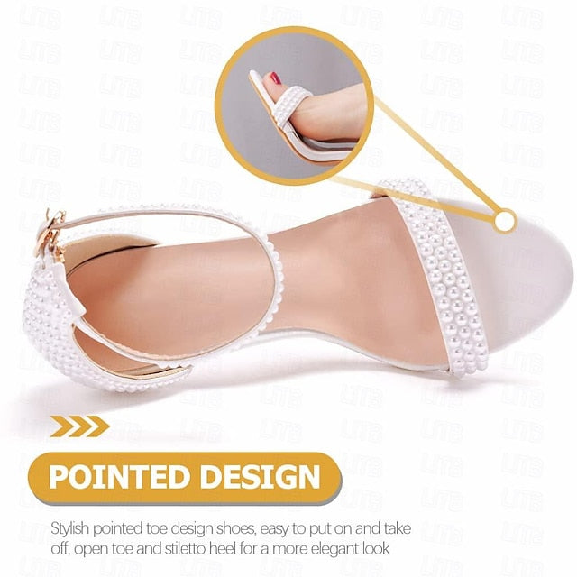Pearl-Embellished High Women's Elegant Heel Wedding Shoes