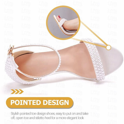 Pearl-Embellished High Women's Elegant Heel Wedding Shoes