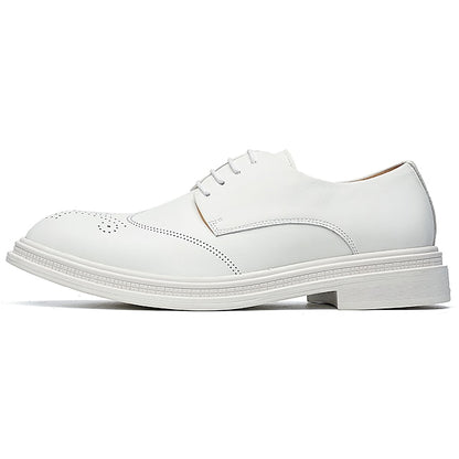 Perforated White Shoes Faux with Leather Men's Oxford