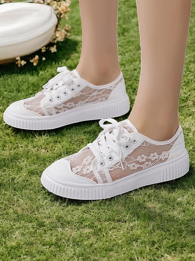 Lace Bridal Wedding Floral Shoes – for Women Sneakers Casual