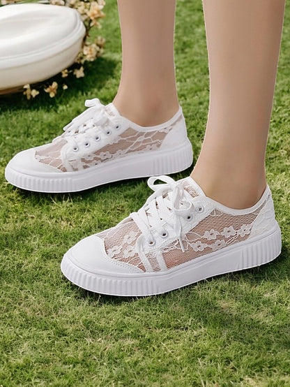 Lace Bridal Wedding Floral Shoes – for Women Sneakers Casual