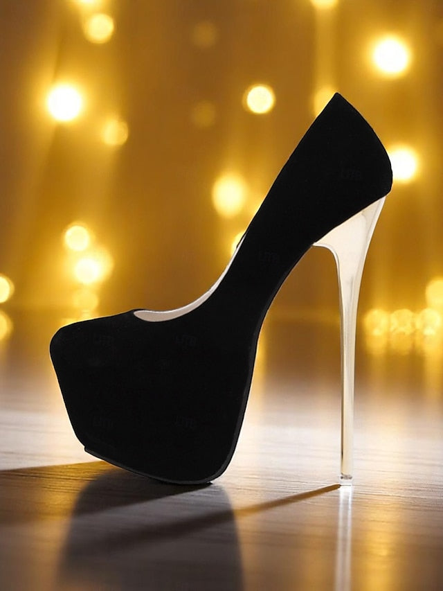 Platform and Suede with Metallic Red Stiletto Women's Heels