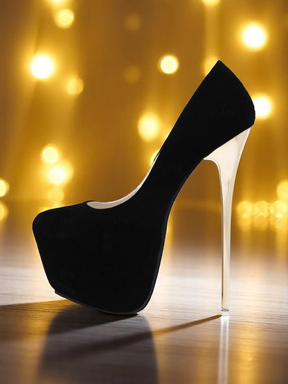 Platform and Suede with Metallic Red Stiletto Women's Heels