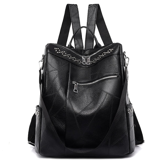 Large Backpack Women's - Leather Multi-Function Capacity