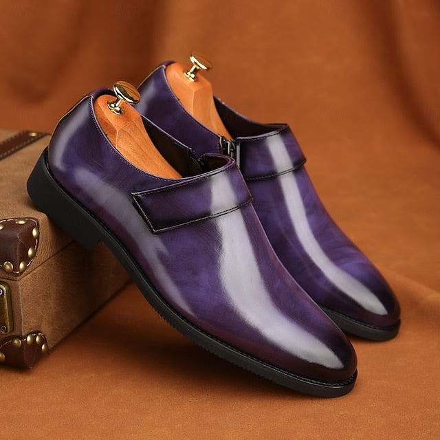 Leather Loafers Shoes Brown Slip-On Business Men's