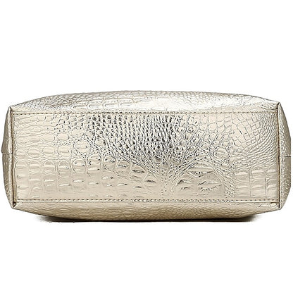 Bag Faux Large Tote Embossed Women's Croc Silver | Capacity