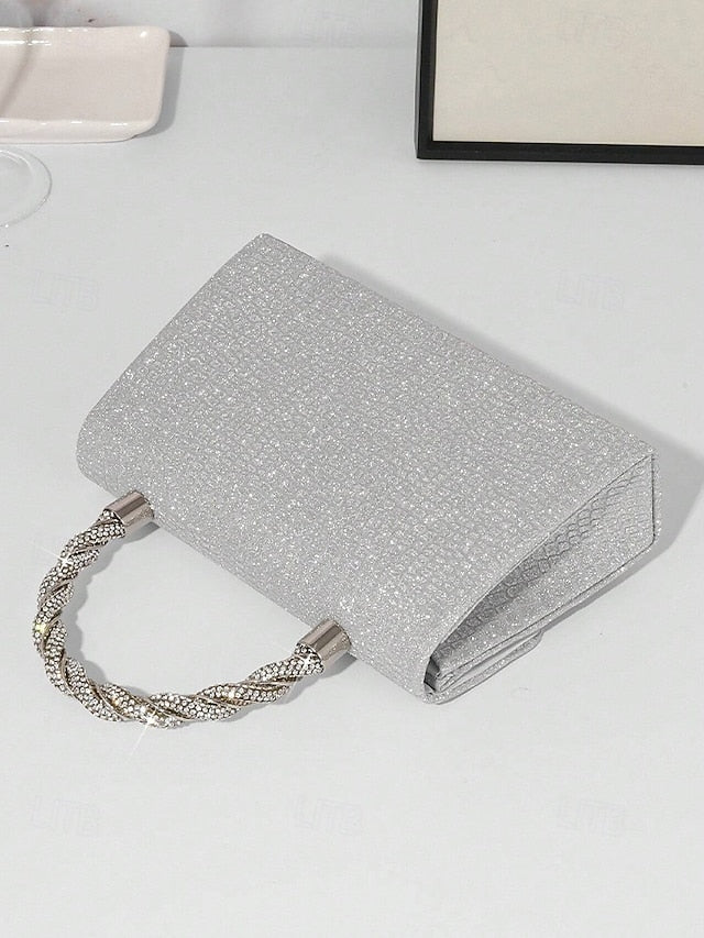 Handbag Silver Handle Rhinestone – with Women's Glitter