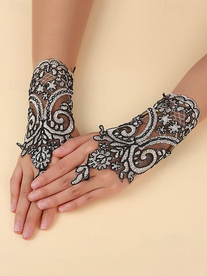 Bridal – Fingerless Vintage Lace Elegant Gloves Wedding White