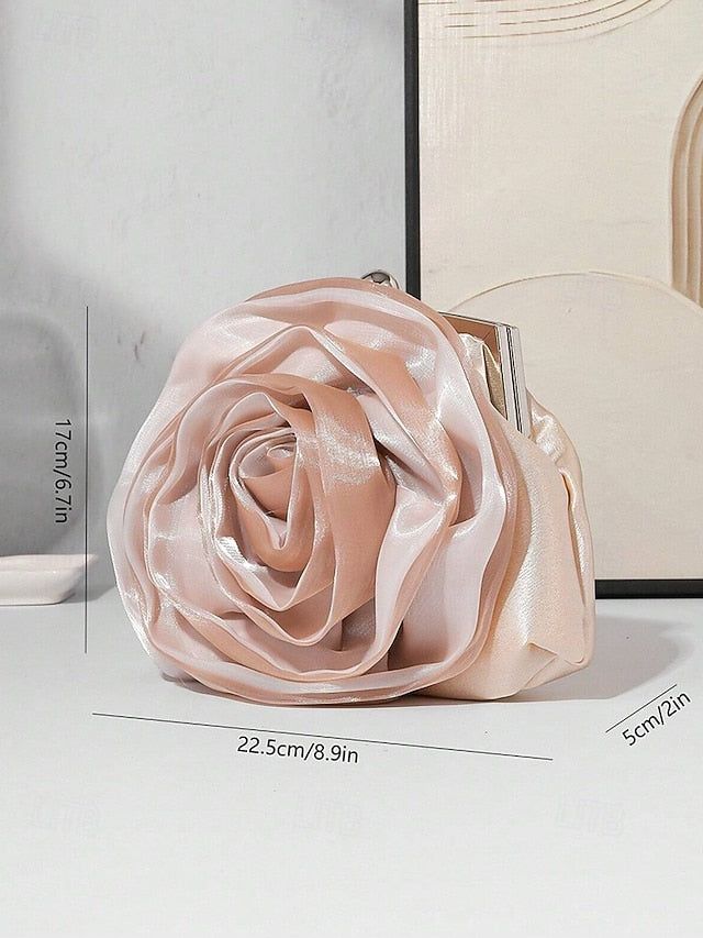 Satin Clutch Rose Women's – Flower Evening Purse Elegant