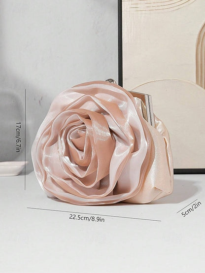 Satin Clutch Rose Women's – Flower Evening Purse Elegant