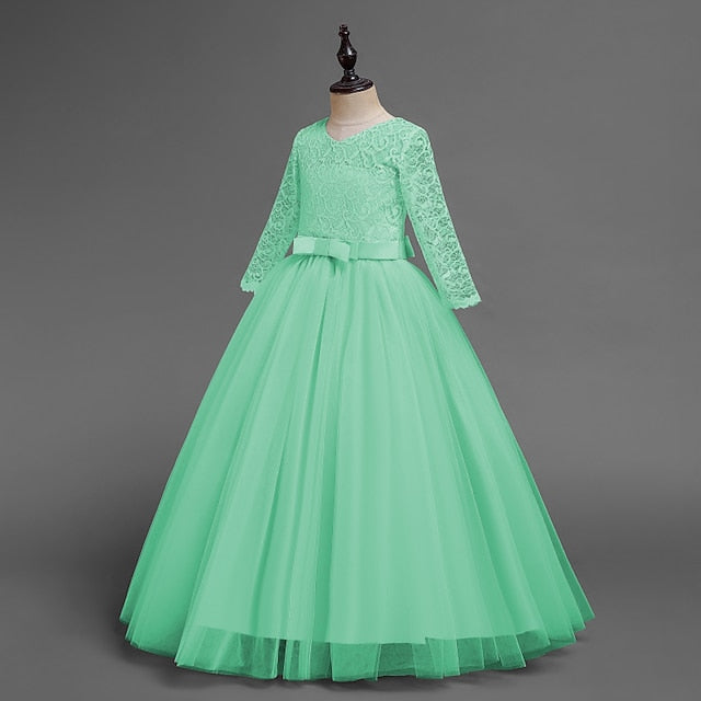 Kids Flower Girl Sleeve Dress Girls' Wedding Half