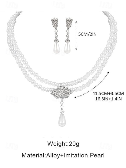 Jewelry Necklace – Set Double-Layer Elegant Bridal Pearl