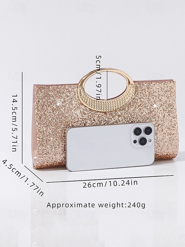 Bag Evening with Women's Silver Glitter Gold Clutch