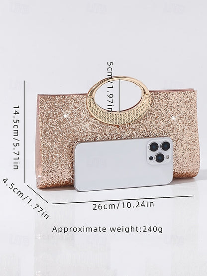 Bag Evening with Women's Silver Glitter Gold Clutch