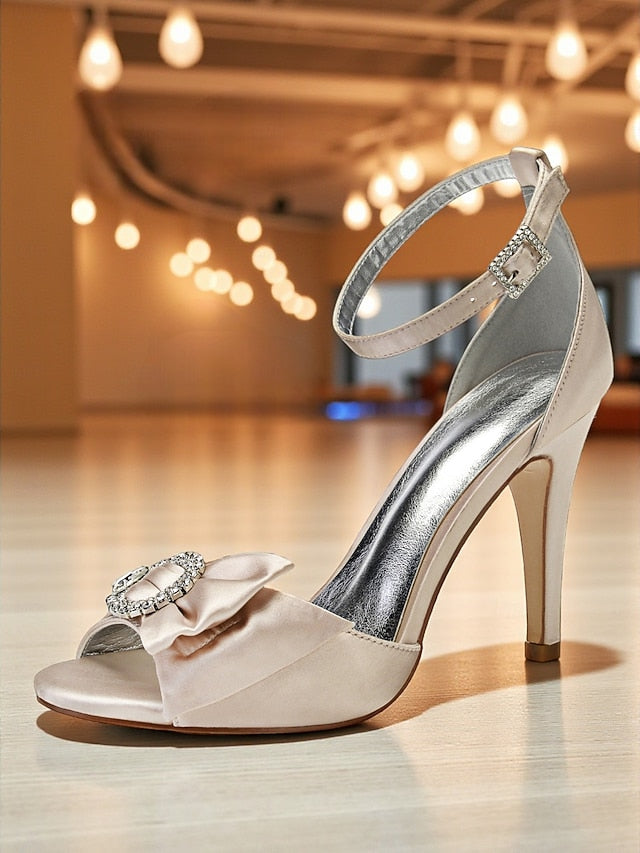 Women's Satin High Heel Purple with Rhinestone Sandals