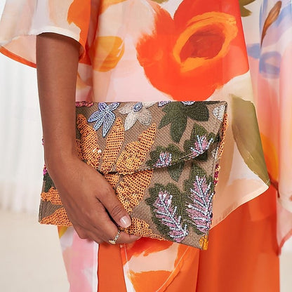 Floral Handheld Embroidered Clutch Bag Evening Women's -