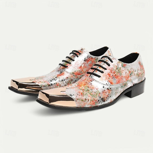 Floral Men's Patent Leather – Printed Oxford Shoes
