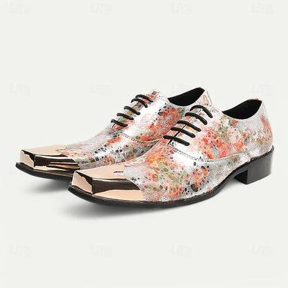 Floral Men's Patent Leather – Printed Oxford Shoes