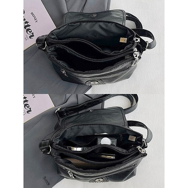 with Faux Bag Women's Leather Brown Crossbody Studded