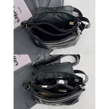 with Faux Bag Women's Leather Brown Crossbody Studded