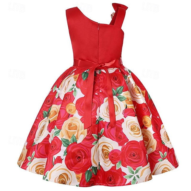 Dress 3D Girls' Sleeveless Easter Summer Party Flower