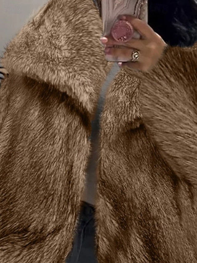 Warm Coat Fur Leathers Faux Furs Comfortable Women's