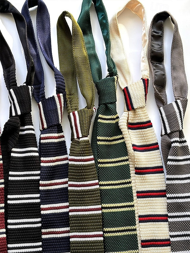 Men's Neck Stripe Woven Stylish Christmas Tie - Knit