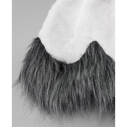 Coat Black Long Jacket Faux Sherpa Fur Women's White