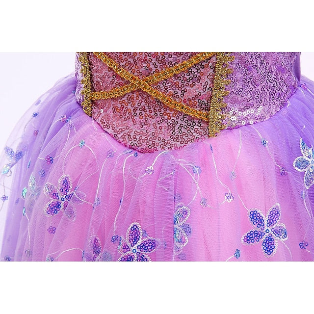 Girl Flower Dress Cosplay Princess Cloak Rapunzel