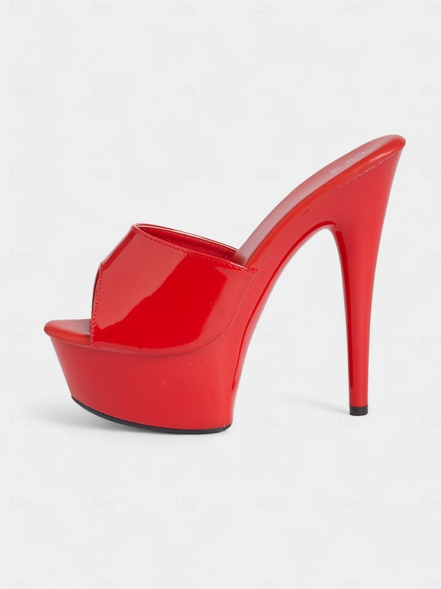 Women's with Heels Leather Patent Platform High Red