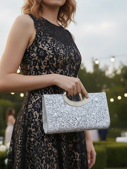 Bag Evening with Women's Silver Glitter Gold Clutch