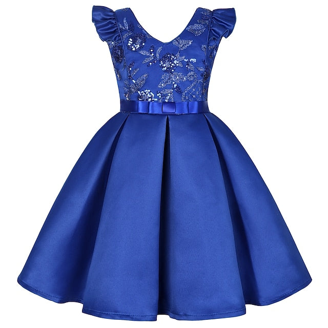 Color Kids Party Dress Sleeveless Solid Formal Girls'