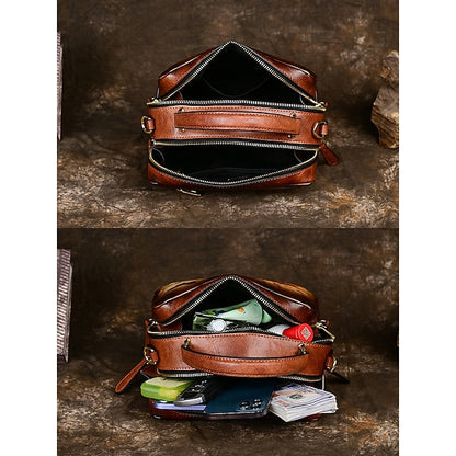 – Sunflower Print Vintage with Handbag Leather and Butterfly