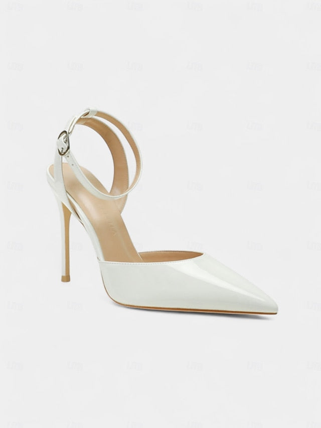 Women's Nude Patent - Slingback Heels Stiletto Leather