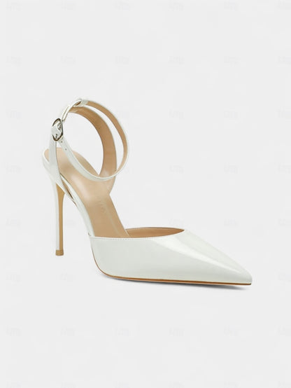 Women's Nude Patent - Slingback Heels Stiletto Leather