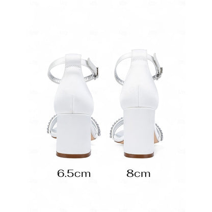 Sandals Purple Rhinestone Satin with Heel Block Women's