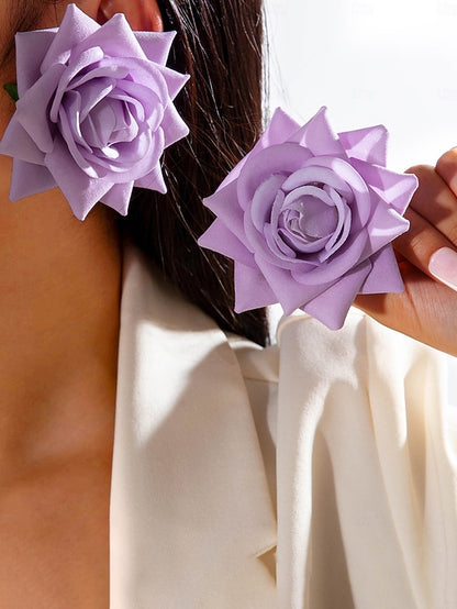 Statement - Flower Floral Oversized Women's Drop Earrings