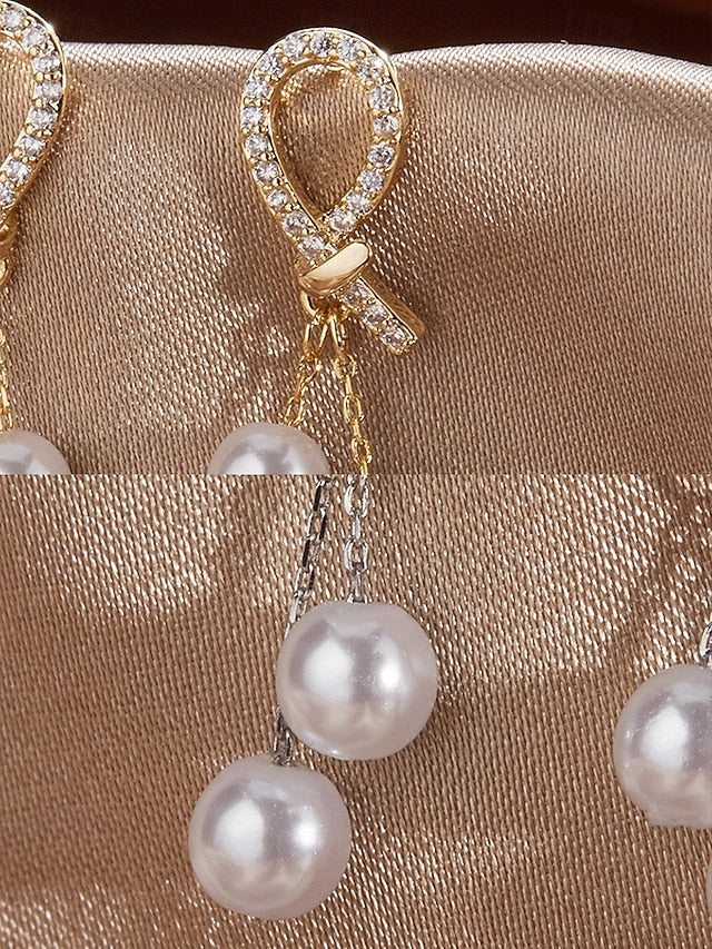 imitation rhinestone Women's teardrop pearl with earrings