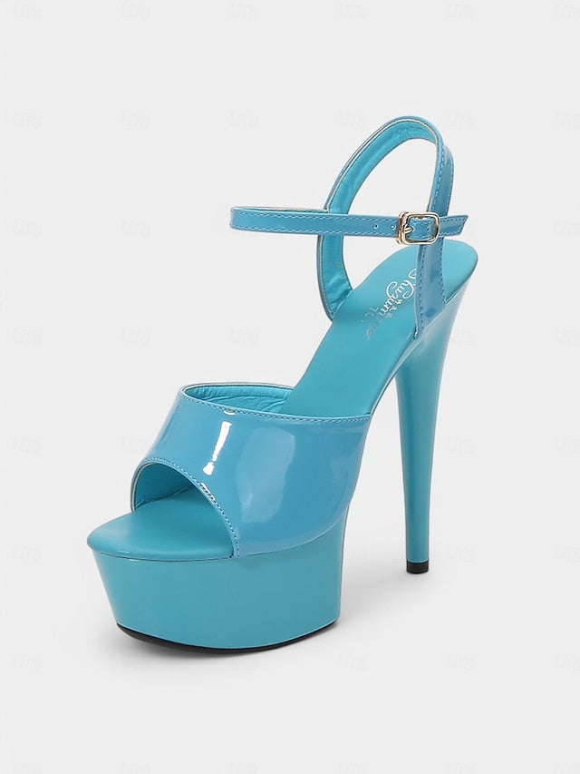 Toe Leather Women Sandals Red Platform Peep for - Patent