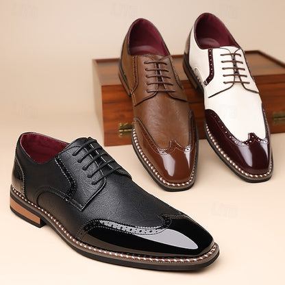 Faux Shoes Oxford Burgundy and Wingtip White Leather Men's