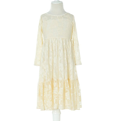 Girls' Flower Kids Solid Long Colored Girl Dress