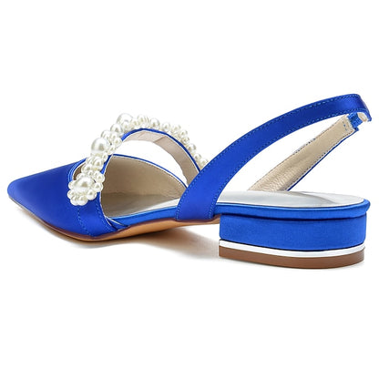 Shoes Elegant with Pearl Women's White Satin