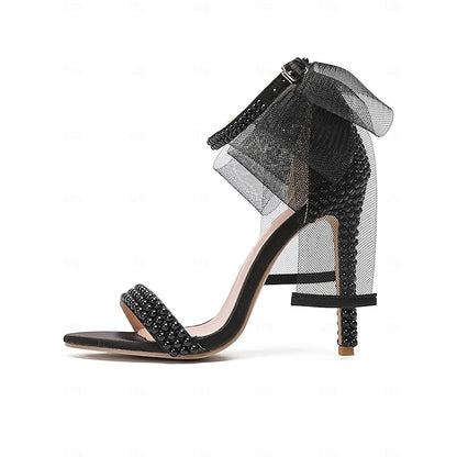 Heels Pearl with White Bow and Women's Embellished Wedding