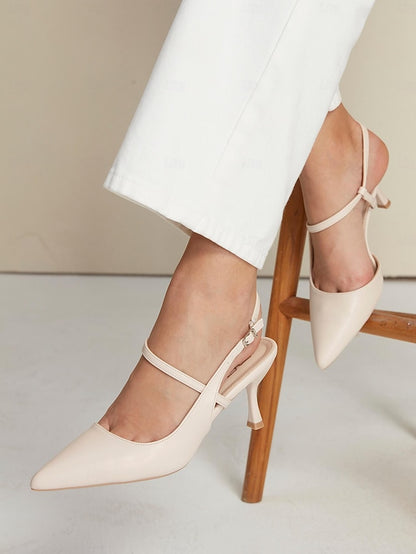 Women's Elegant Slingback Pumps Kitten Nude – Heel