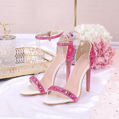 Matching Ankle with Rhinestone Stiletto Women's Green Heels