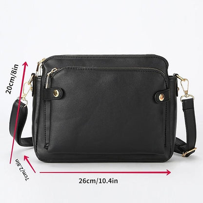 Shoulder Leather Women's Vintage Three-Layer Crossbody