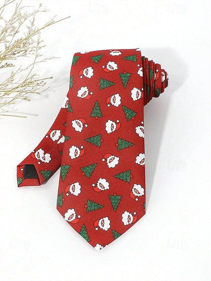 Tie Fun Christmas Men's and Polyester Silk Tree Santa –